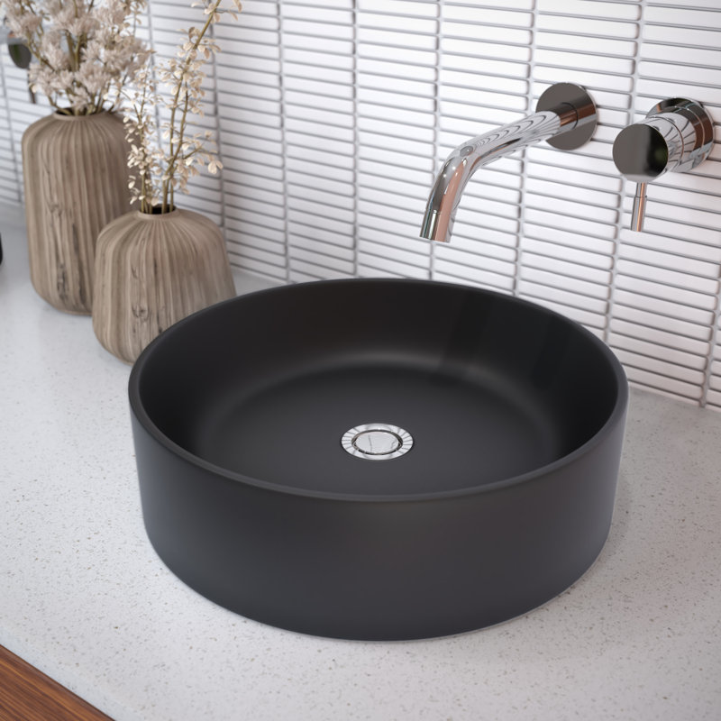 Glass Warehouse Tucana Bench Mount Ceramic Round Vessel Bathroom Sink